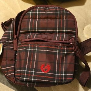 PINK Victoria's Secret Maroon Plaid Crossbody Bag with Red Crest